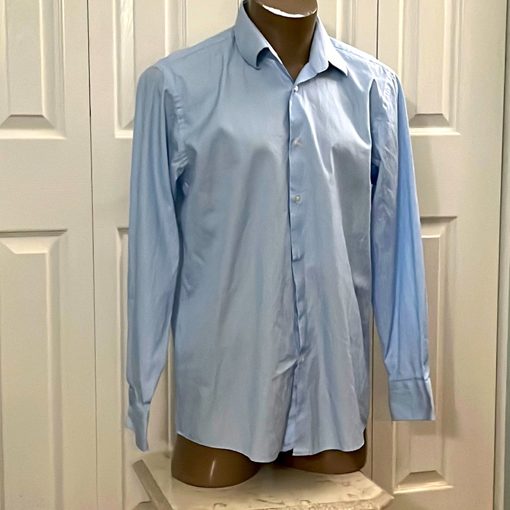NWOT Boss Hugo Boss Blue Pinstriped Mens Dress Shirt
